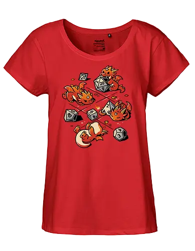 Tiny Dragons Party - dragons, cute, d20 dice, dm, Pen and Paper, dungeon master, fantasy, funny, gamer, geek, kawaii, nerdy, roll, rpg gamer, tabletop gaming - Fairtrade Girl Shirt