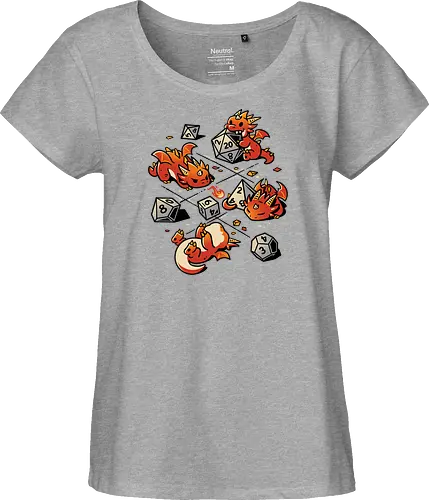 Tiny Dragons Party - dragons, cute, d20 dice, dm, Pen and Paper, dungeon master, fantasy, funny, gamer, geek, kawaii, nerdy, roll, rpg gamer, tabletop gaming - Fairtrade Girl Shirt
