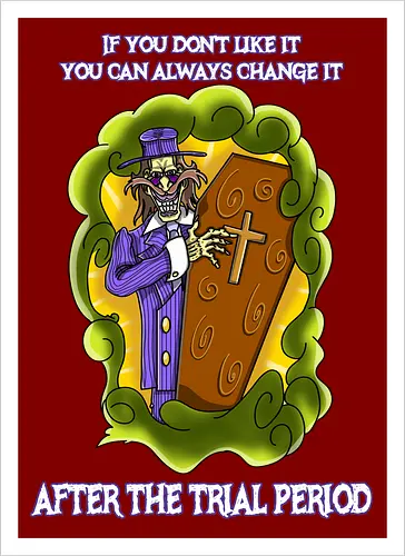 Lustiger Cartoon-Sarg mit dunklem Goth-Horrorhumor