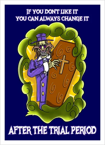 Lustiger Cartoon-Sarg mit dunklem Goth-Horrorhumor