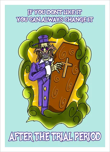 Lustiger Cartoon-Sarg mit dunklem Goth-Horrorhumor