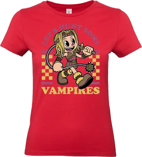 Game Mascot Vampire Hunter - Video Games, Video Game, Game, Games, Gamer, Mascot, Retro, Vintage, Retro Vintage, Retro Gamer, Retro Cartoon, Dark Fantasy, Fantasy, Adventure, Rpg, Vampire, Monster, Monsters, Dracula, Count Dracula, Game Mascot - Standard T-Shirt (Women)