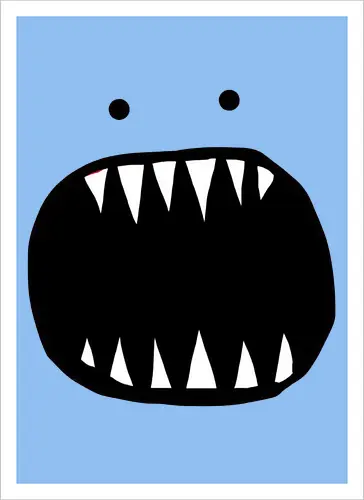 Minimalistisches rotes Monstergesicht