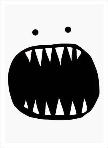 Minimalistisches rotes Monstergesicht