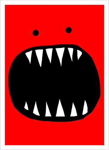 Minimalistisches rotes Monstergesicht