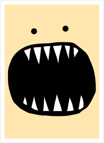 Minimalistisches rotes Monstergesicht