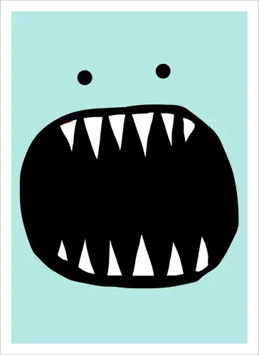 Minimalistisches rotes Monstergesicht