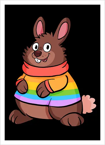 Regenbogenhase - Hase, Queer, Regenbogen - Artprint