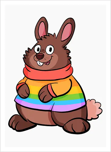 Regenbogenhase - Hase, Queer, Regenbogen - Artprint