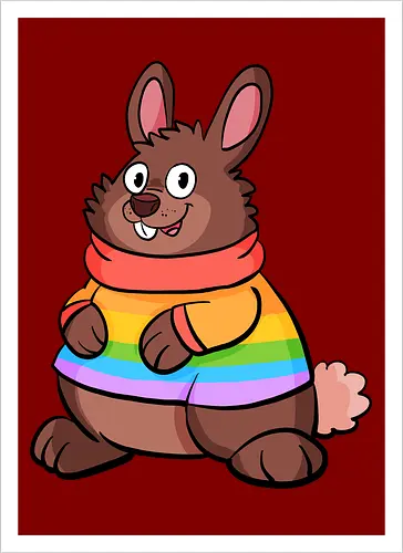 Regenbogenhase - Hase, Queer, Regenbogen - Artprint