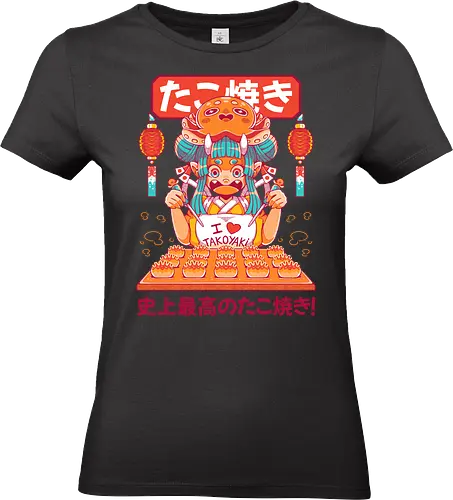 TAKOYAKI - takoyaki, anime, japan, japanese food, octopus, oni, anime girl, oni girl, cute, kawaii - Standard T-Shirt (Women)