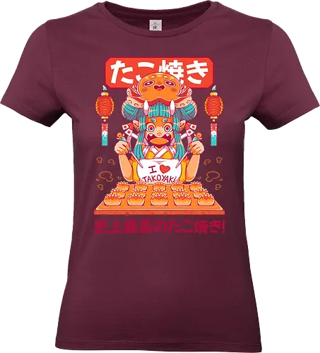 TAKOYAKI - takoyaki, anime, japan, japanese food, octopus, oni, anime girl, oni girl, cute, kawaii - Standard T-Shirt (Women)
