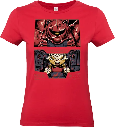 cat aznable - gundam, anime, manga, cat, kitty, zaku, robot, mecha, cute, cartoon, pilot, space, techwear, futuristic, cyberpunk - Standard T-Shirt (Women)