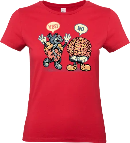 The Heart Says Yes but the Brain Says No - Heart, brain, mind, funny, humor, body parts - Standard T-Shirt (Women)