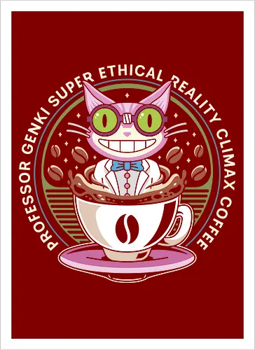 Steelport Cat Coffee Emblem - saints row, johnny gat, third street saints, agents of mayhem, gat out of hell, saintsrow, cat, professor genki, games, gamer, gaming, video game, video games, saints row 4, coffee - Artprint