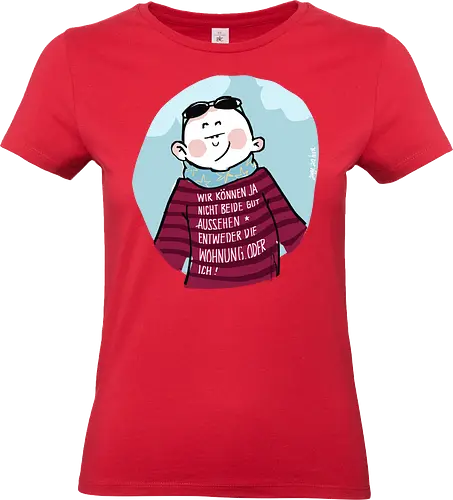 Wir können nicht beide gut aussehen... - Ringelpullisprüche, Ringeldinger, streifenweise, Spruch, Weisheit, Motivation, Ringelpulli, SprücheShirt, Cartoon Illustration, Statement, Handgezeichnet, Humor, Selbstironie, Streifenpulli, Spruchshirt, deutsch - Standard T-Shirt (Women)