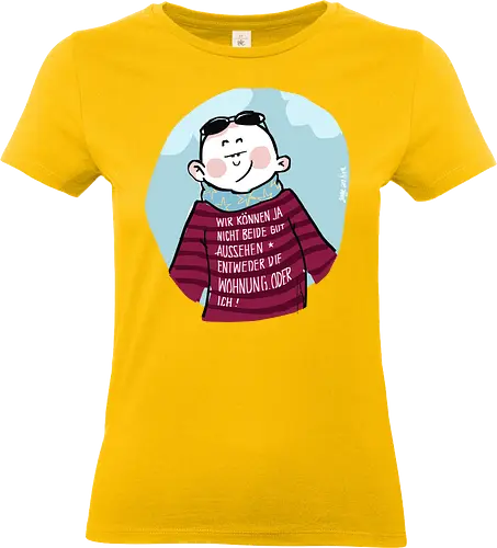 Wir können nicht beide gut aussehen... - Ringelpullisprüche, Ringeldinger, streifenweise, Spruch, Weisheit, Motivation, Ringelpulli, SprücheShirt, Cartoon Illustration, Statement, Handgezeichnet, Humor, Selbstironie, Streifenpulli, Spruchshirt, deutsch - Standard T-Shirt (Women)