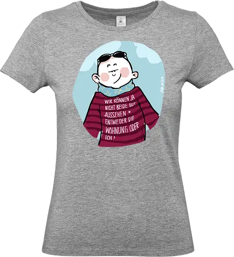 Wir können nicht beide gut aussehen... - Ringelpullisprüche, Ringeldinger, streifenweise, Spruch, Weisheit, Motivation, Ringelpulli, SprücheShirt, Cartoon Illustration, Statement, Handgezeichnet, Humor, Selbstironie, Streifenpulli, Spruchshirt, deutsch - Standard T-Shirt (Women)