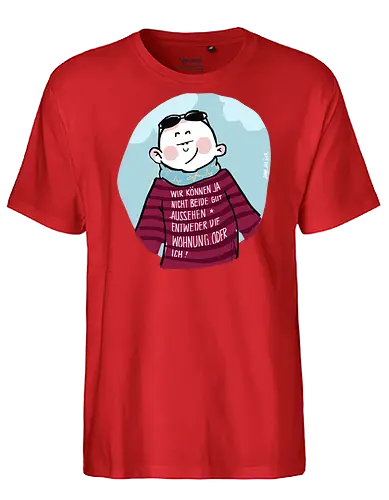 Wir können nicht beide gut aussehen... - Ringelpullisprüche, Ringeldinger, streifenweise, Spruch, Weisheit, Motivation, Ringelpulli, SprücheShirt, Cartoon Illustration, Statement, Handgezeichnet, Humor, Selbstironie, Streifenpulli, Spruchshirt, deutsch - Fairtrade T-Shirt