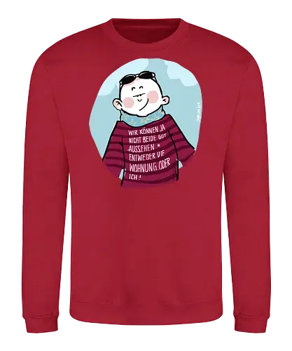 Wir können nicht beide gut aussehen... - Ringelpullisprüche, Ringeldinger, streifenweise, Spruch, Weisheit, Motivation, Ringelpulli, SprücheShirt, Cartoon Illustration, Statement, Handgezeichnet, Humor, Selbstironie, Streifenpulli, Spruchshirt, deutsch - Sweatshirt