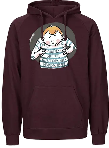 Tattoos - Statement, Handgezeichnet, Humor, Selbstironie, Streifenpulli, Spruchshirt, deutsch, Ringelpullisprüche, Ringeldinger, streifenweise, Spruch, Weisheit, Motivation, Ringelpulli, SprücheShirt, Cartoon Illustration, Tattoo - Fairtrade Hoodie