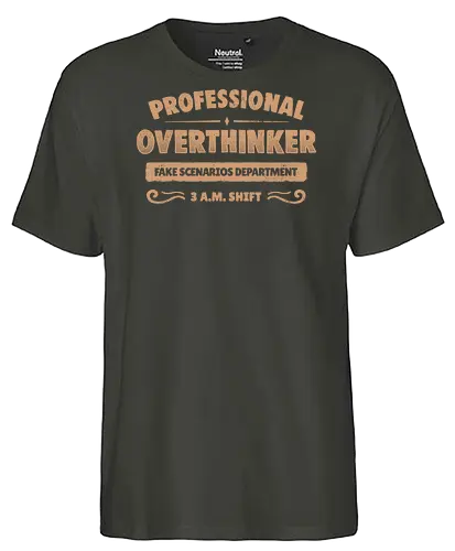 Professional Overthinker - koalatees, koala, overthinker, fake scenarios, anxiety, introvert humor, insomnia, late night, sarcastic, ironic, funny quote - Fairtrade T-Shirt