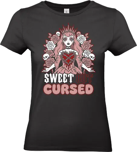 Sweet But Cursed - sweet but cursed, gothic princess t-shirt, pastel goth apparel, bleeding heart graphic, crown of thorns shirt, dark fairy tale clothing, aesthetic roses and skulls, soft grunge top, alternative fashion tee, creepy cute princess, occult girl art, gothic royalty shirt, pink and red goth, macabre fashion, dark aesthetic gift, thorny heart design, whimsical horror apparel, emo princess top, floral skull graphic - Standard T-Shirt (Women)