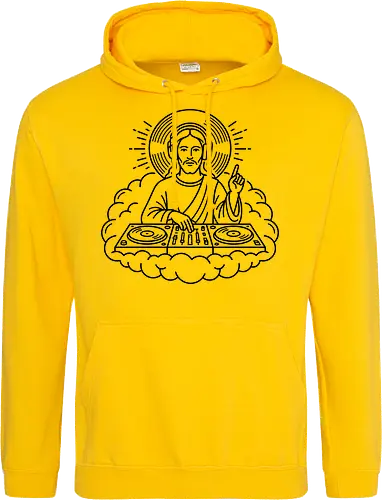 "DJ Jesus - dj jesus, electronic music shirt, jesus with headphones, techno priest, funny christian t-shirt, minimalist line art, dj lifestyle apparel, house music graphic tee, edm streetwear, celestial dj design, turntable art shirt, music festival top, religious humor clothing, dj gift ideas, modern jesus art, vinyl records graphic, clubbing outfit, creative music producer shirt, heavenly beats tee - Standard Hoodie