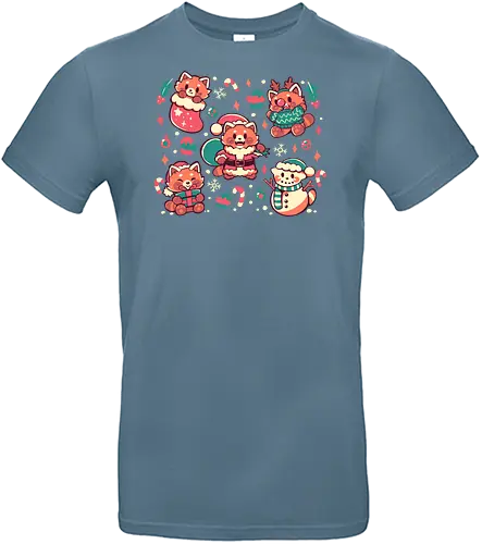 Festive Red Pandas - Roter Panda Kunst, Weihnachtspanda, süßer Panda, Panda-Shirt, red panda art, xmas panda, cute panda, panda shirt, holiday panda, christmas art, festive panda, kawaii panda, winter panda, panda gift, holiday shirt - Standard T-Shirt