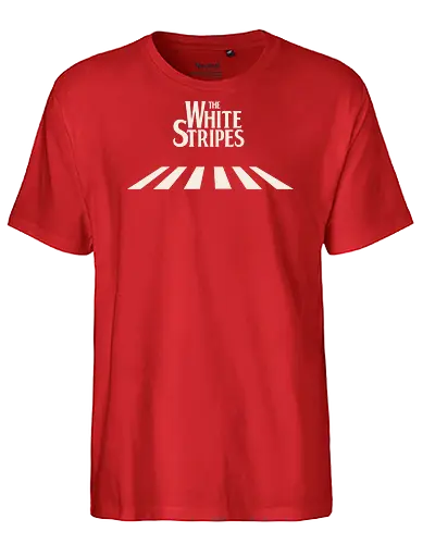 The White Stripes - humor, parody, rock, rocknroll, band, abbey road, beatles, stripes, music - Fairtrade T-Shirt