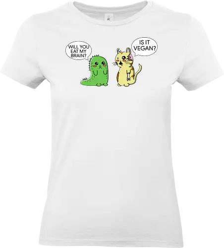 Lustiger Kawaii-Zombie-Horror mit veganem Sarkasmus - zombie, kawaii, lustig, horror, vegan, sarkasmus, zombie humor, niedlich, cartoon zombie, comic stil, schwarzer humor, irony, vegane satire, veganer humor, gruselig süß, halloween, undead, popkultur, witziges motiv, funny design, geschenkidee, trendig, alternative mode, meme stil, subkultur - Standard T-Shirt (Women)