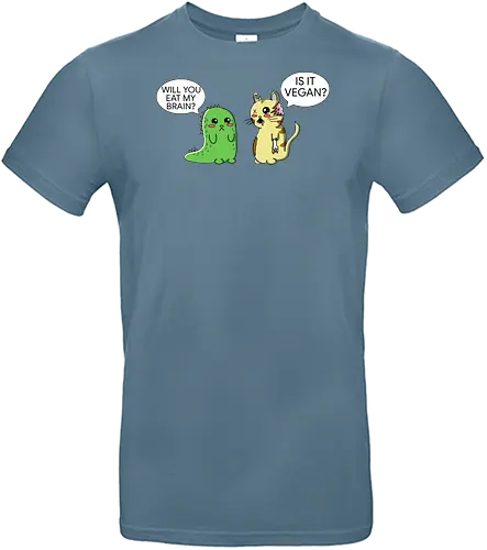 Lustiger Kawaii-Zombie-Horror mit veganem Sarkasmus - zombie, kawaii, lustig, horror, vegan, sarkasmus, zombie humor, niedlich, cartoon zombie, comic stil, schwarzer humor, irony, vegane satire, veganer humor, gruselig süß, halloween, undead, popkultur, witziges motiv, funny design, geschenkidee, trendig, alternative mode, meme stil, subkultur - Standard T-Shirt