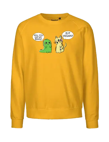 Lustiger Kawaii-Zombie-Horror mit veganem Sarkasmus - zombie, kawaii, lustig, horror, vegan, sarkasmus, zombie humor, niedlich, cartoon zombie, comic stil, schwarzer humor, irony, vegane satire, veganer humor, gruselig süß, halloween, undead, popkultur, witziges motiv, funny design, geschenkidee, trendig, alternative mode, meme stil, subkultur - Fairtrade Sweatshirt