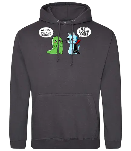 Lustiger Kawaii-Vampir mit zuckerfreiem Horror-Sarkasmus - vampir, kawaii, lustig, horror, sarkasmus, zuckerfrei, vampire humor, niedlich, cartoon vampir, comic stil, schwarzer humor, irony, gruselig süß, halloween, undead, popkultur, witziges motiv, funny design, geschenkidee, trendig, alternative mode, meme stil, subkultur, satire, gothic humor - Standard Hoodie
