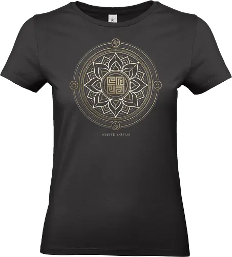 White Lotus Order - white lotus shirt, elemental mandala t-shirt, sacred geometry apparel, air water earth fire graphic, spiritual balance tee, four nations clothing, white lotus order art, mystical script design, fantasy fan gift, zen lotus flower top, ancient runes shirt, gold and cream mandala, symbolic anime apparel, inner peace graphic, secret society t-shirt, geometric lotus design, meditation clothing, elemental bending merch, bohemian fantasy style - Standard T-Shirt (Women)