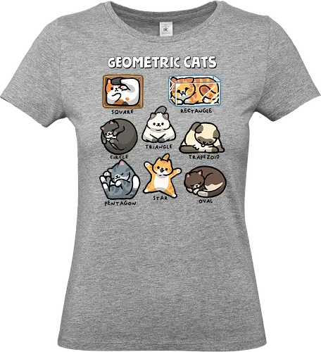 Geometric Cats - cats, abstract, cat, geometric, geometry, kitten, kitty, math, mathematics, pets, shape, star, teacher, triangle - Standard T-Shirt (Women)