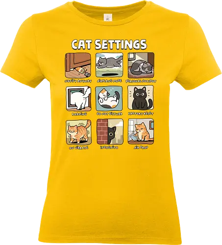 Cat Settings - cat, air drop, airplane mode, cat dad, cat lady, cat owner, cats, catshirt, funny cats, kitten, kitty, reset, roaming, settings, tech support - Standard T-Shirt (Women)