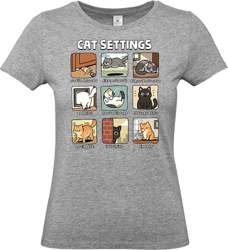 Cat Settings - cat, air drop, airplane mode, cat dad, cat lady, cat owner, cats, catshirt, funny cats, kitten, kitty, reset, roaming, settings, tech support - Standard T-Shirt (Women)