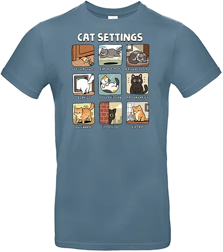 Cat Settings - cat, air drop, airplane mode, cat dad, cat lady, cat owner, cats, catshirt, funny cats, kitten, kitty, reset, roaming, settings, tech support - Standard T-Shirt