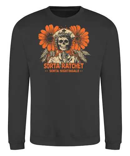 Ratchet Nightingale Skeleton Nurse - ratchet nurse, nightingale skeleton, halloween nurse, spooky nurse, creepy skeleton, funny nurse costume, gothic nurse, dark humor halloween, spooky season, skeleton nurse outfit, horror nurse, halloween aesthetic, nurse halloween party, edgy nurse design, creepy cute - Sweatshirt