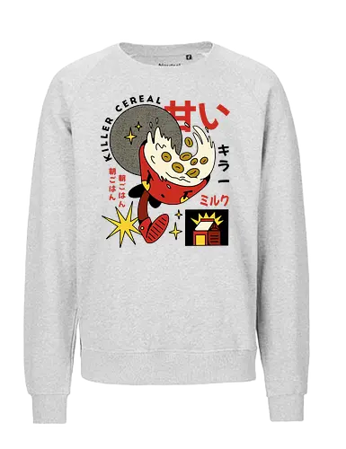 Vintage Japanese Pop Art - Vintage Japanische Pop Art - killer cereal art, japanese pop art, retro food illustration, kawaii monster art, vintage japan design, cereal character art, cute japanese illustration, funny food art, retro cartoon style, japanese aesthetic art, playful pop art, kawaii illustration, retro japan poster - Fairtrade Sweatshirt