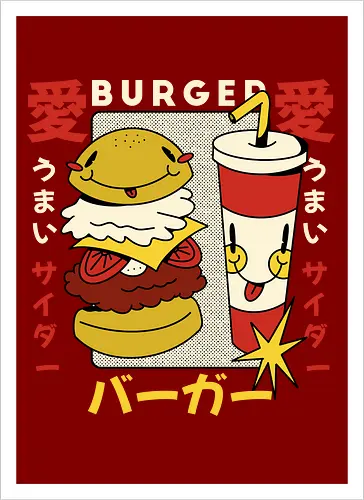 Burger Love – Kawaii Japanische Retro Food Art
