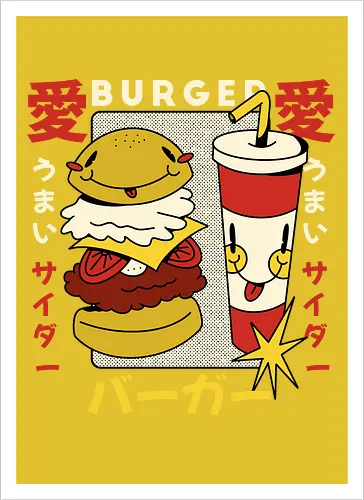 Burger Love – Kawaii Japanische Retro Food Art