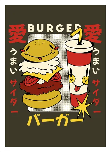 Burger Love – Kawaii Japanische Retro Food Art