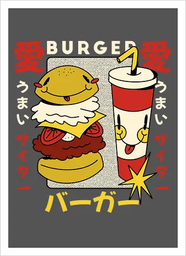 Burger Love – Kawaii Japanische Retro Food Art