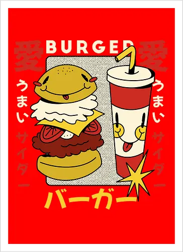 Burger Love – Kawaii Japanische Retro Food Art
