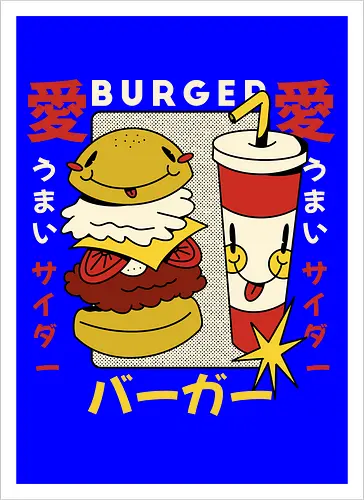 Burger Love – Kawaii Japanische Retro Food Art