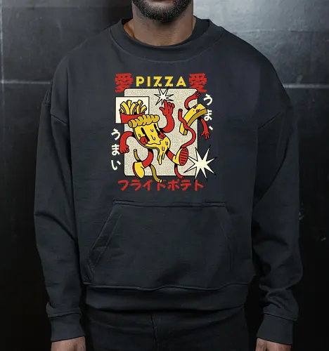 Pizza & Pommes – Japanische Retro Kawaii Food Art