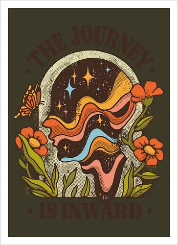 The Journey Is Inward – Vintage Inner Peace | Vintage Illustration zur Selbstfindung