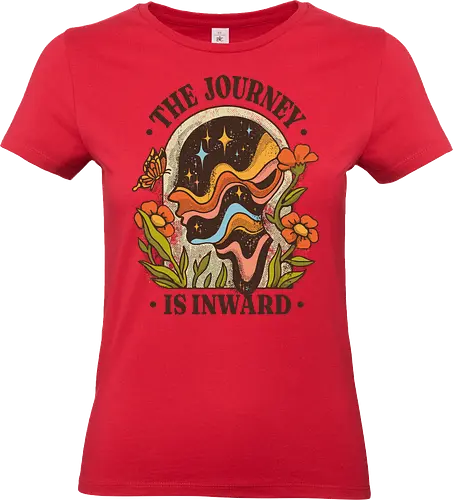 The Journey Is Inward – Vintage Inner Peace | Vintage Illustration zur Selbstfindung - the journey is inward, self discovery art, mindfulness illustration, inner peace artwork, mental health design, vintage spiritual art, healing journey illustration, introspective art, boho mindfulness, soulful artwork, emotional wellness art, inner world illustration, calm aesthetic art, personal reflection art, spiritual growth design - Standard T-Shirt (Women)
